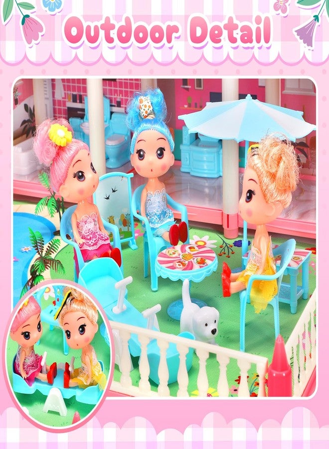 AmiDear Dollhouse with 4-Story 11 Rooms, Dream Gift Princess Doll House Playset with Furniture Pool Slide, Pink Toddler Toy House for 3 4 5 6 7 8 9 10 Year Old Girls - Image 3